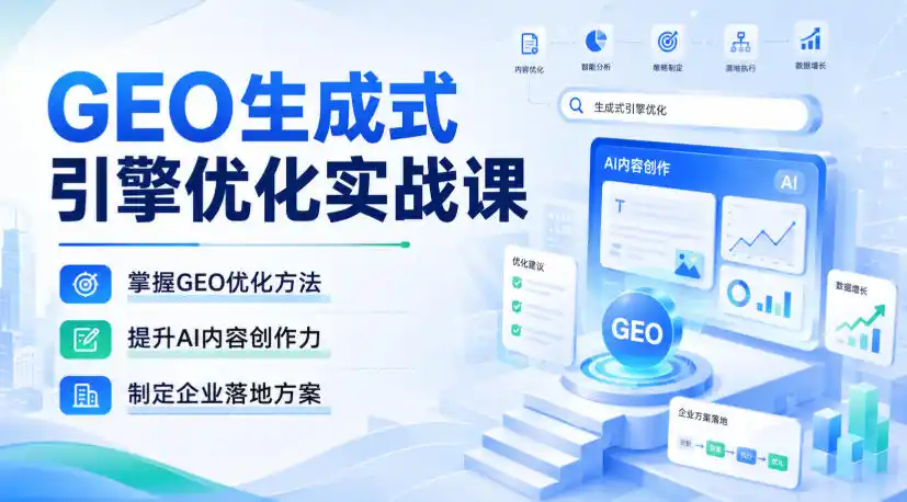 GEO生成式引擎优化实战课，掌握GEO优化方法，提升AI内容创作力，制定企业落地方案-初创源码资源站