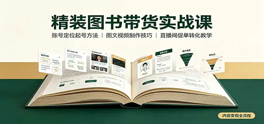 精装图书带货实战课：账号定位起号方法，图文视频制作，促单转化教学-初创源码资源站