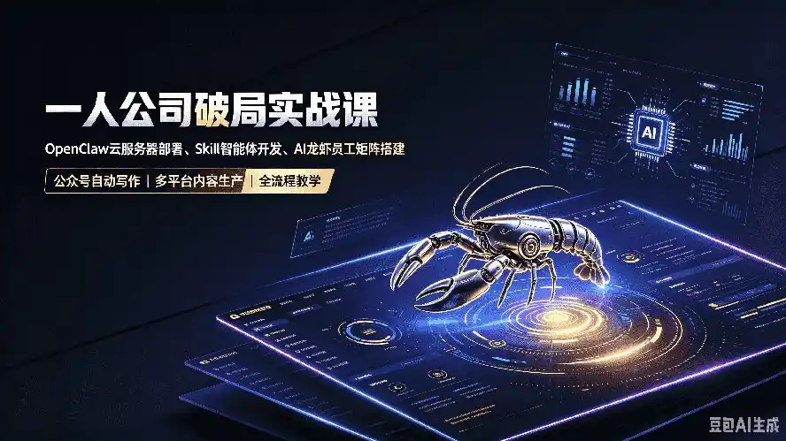 一人公司破局实战课|OpenClaw云服务器部署、Skill智能体开发、AI龙虾员工矩阵搭建,公众号自动写作与多平台内容…-初创源码资源站