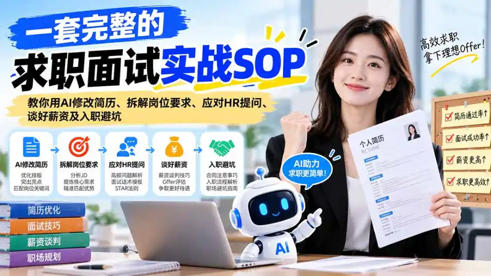 一套完整的求职面试实战SOP：教你用AI修改简历、拆解岗位要求、应对HR提问、谈好薪资及入职避坑-初创源码资源站