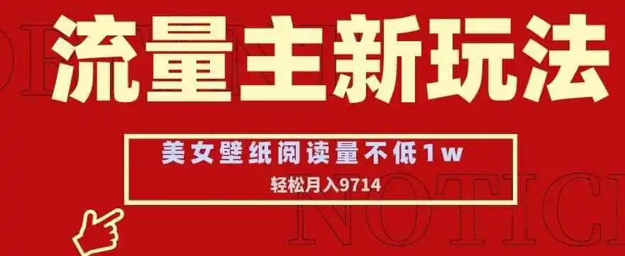 流量主新玩法，美女壁纸和头像，阅读量不低于1w，月入9741【揭秘】-初创源码资源站
