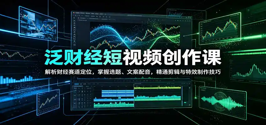 泛财经短视频创作课：解析财经赛道定位，掌握选题、文案配音，精通剪辑与特效制作技巧-初创源码资源站