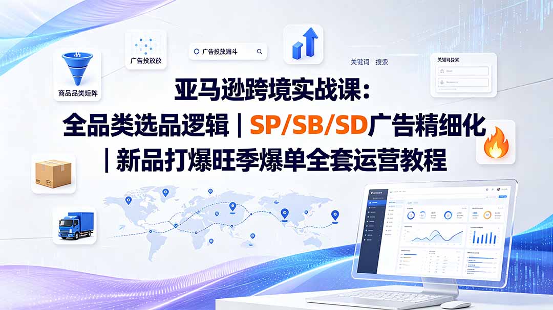 亚马逊跨境实战课-更新8月：全品类选品逻辑｜SP/SB/SD广告精细化｜新品打爆旺季爆单全套运营教程-初创源码资源站