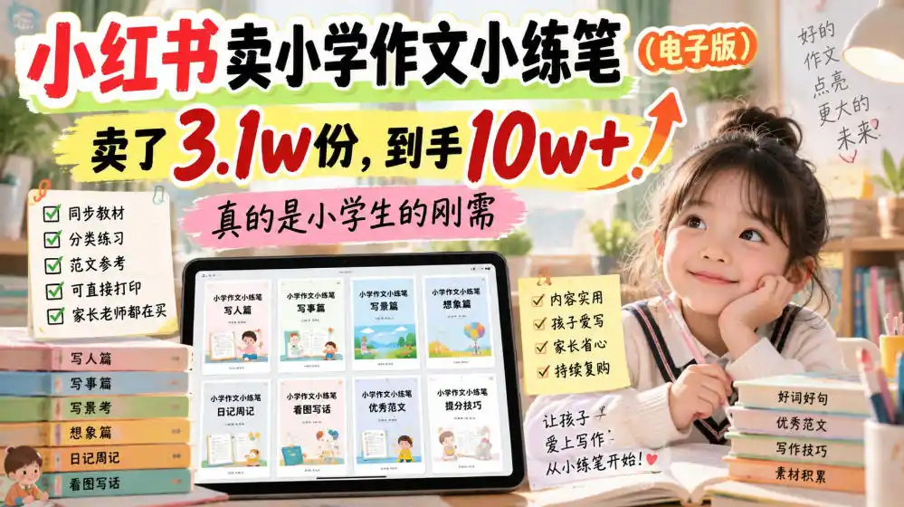 初创源码资源站 小红书卖小学作文小练笔电子版卖了31w份到手10w+真的是小学生的刚需