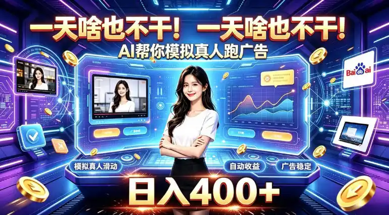 初创源码资源站 一天啥也不干AI帮你模拟真人跑广告稳定日入400+实现真正被动变现揭秘