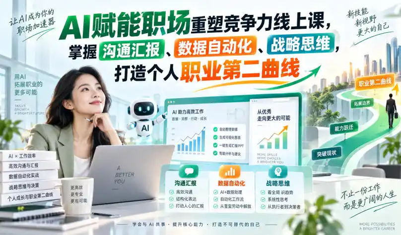 初创源码资源站 AI赋能职场重塑竞争力线上课掌握沟通汇报数据自动化战略思维打造个人职业第二曲线