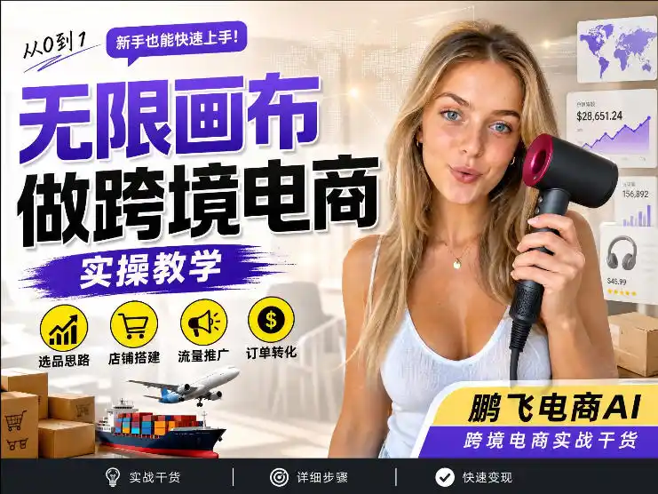 初创源码资源站 跨境电商必备AI无线画布制作商品宣传视频四步搞定无线画布工作流操作简单好上手