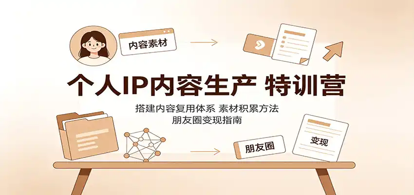个人IP内容生产特训营:搭建内容复用体系,素材积累方法,朋友圈变现指南-初创源码资源站