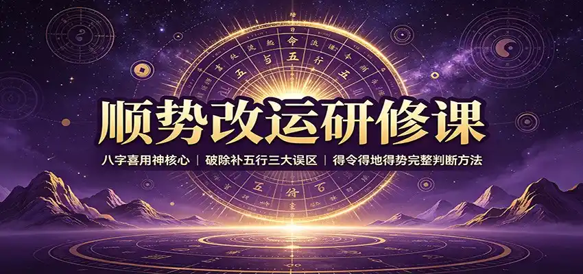 顺势改运研修课：八字喜用神核心，破除补五行三大误区，得令得地得势完整判断方法 - 初创源码资源站-初创源码资源站