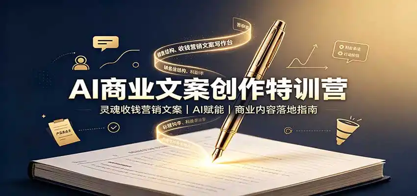 AI商业文案创作特训营：灵魂收钱营销文案，AI赋能，商业内容落地指南-初创源码资源站