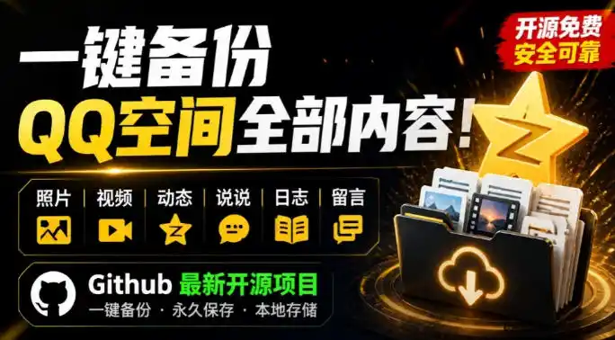 一键将你QQ空间全部内容备份下来！照片/视频/动态信息全存本地，Github最新开源项目QzoneArchive - 初创源码资源站-初创源码资源站