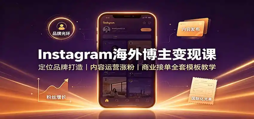 Instagram海外博主变现课：定位品牌打造，内容运营涨粉，商业接单全套模板教学-初创源码资源站