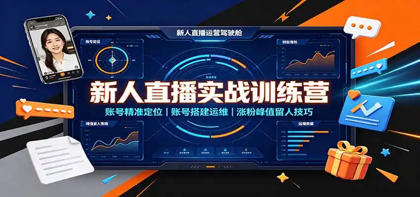 新人直播实战训练营：账号精准定位，账号搭建运维，涨粉峰值留人技巧-初创源码资源站
