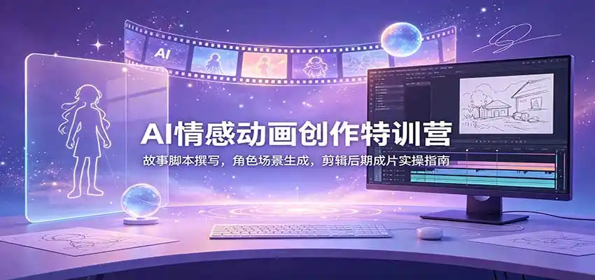 AI情感动画创作特训营：故事脚本撰写，角色场景生成，剪辑后期成片实操指南-初创源码资源站