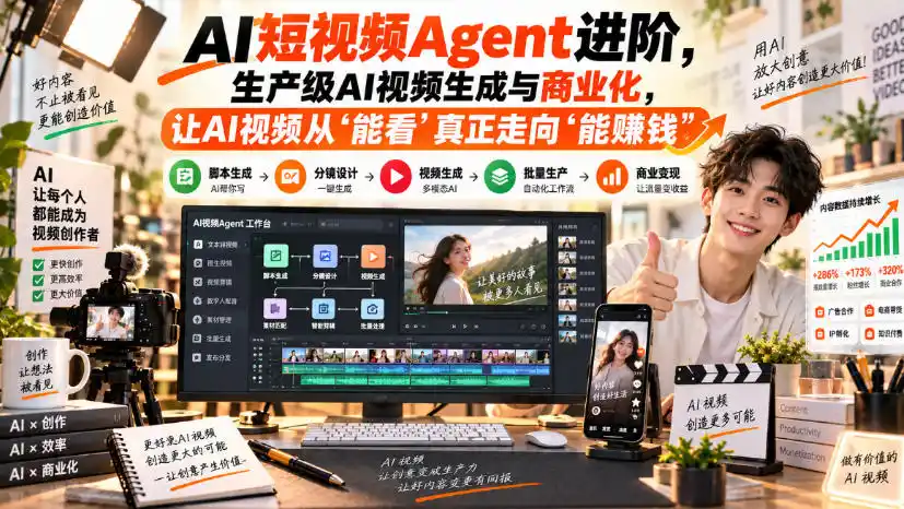 AI短视频Agent进阶，生产级AI视频生成与商业化，让AI视频从”能看”真正走向”能賺钱”-初创源码资源站