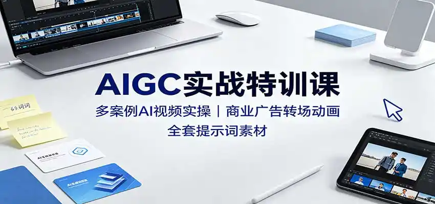 AIGC实战特训课：多案例AI视频实操，商业广告转场动画，全套提示词素材-初创源码资源站