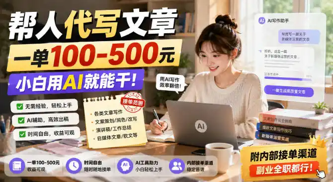 帮人代写文章，一单100-500，小白用AI就能干，附内部接单渠道，副业全职都行【揭秘】-初创源码资源站