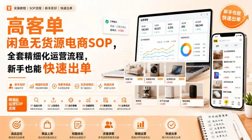 初创源码资源站 高客单闲鱼无货源电商SOP全套精细化运营流程新手也能快速出单