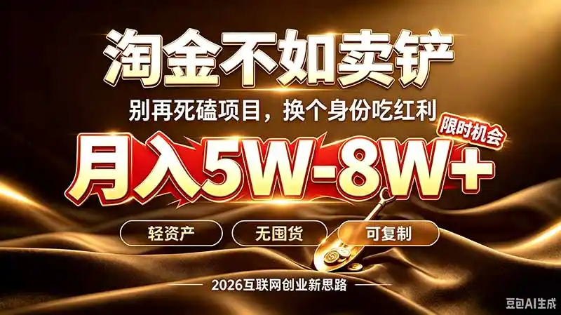 别再傻乎乎埋头跑项目!互联网真正赚钱逻辑:做卖铲人,拒绝当韭菜,逆风翻盘月入5-8W+-初创源码资源站