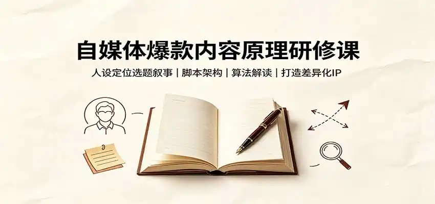 自媒体爆款内容原理研修课：人设定位选题叙事，脚本架构，算法解读打造差异化IP-初创源码资源站