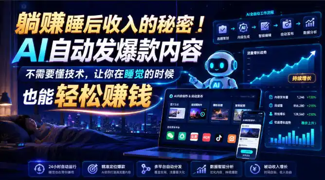 初创源码资源站 躺賺睡后收入的秘密AI自动发爆款内容不需要懂技术让你在睡觉的时候也能轻松賺钱原创双语字幕