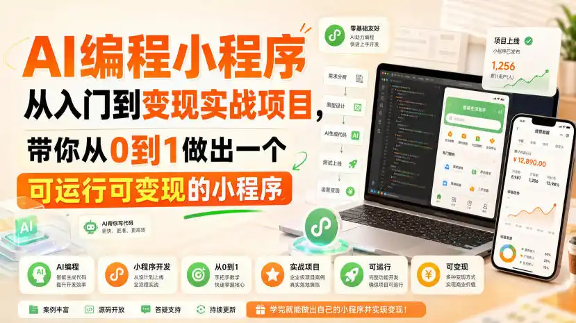 AI编程小程序从入门到变现实战项目，带你从0到1做出一个可运行可变现的小程序-初创源码资源站