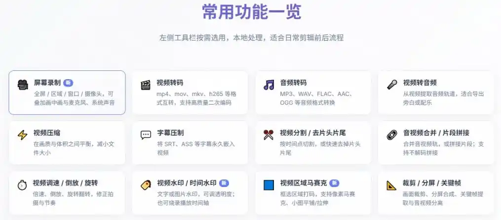 初创源码资源站 超强本地工具箱来了内置屏幕录制音视频切割合并视频压缩提取等永久免费蝌蚪视频转换大师