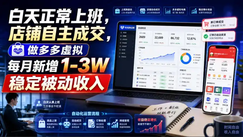 白天正常上班，店铺自主成交，做多多虚拟每月新增1-3W稳定被动收入【揭秘】 - 初创源码资源站-初创源码资源站