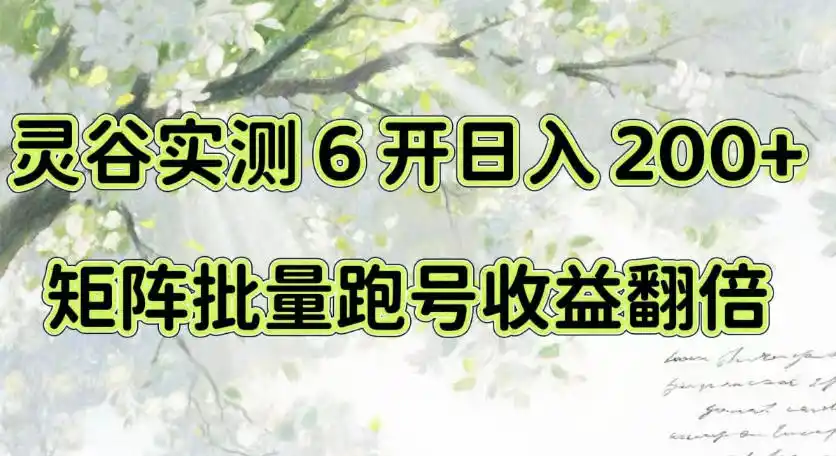 一台电脑就能做！灵谷实测6开日入200+，矩阵批量跑号收益翻倍【揭秘】-初创源码资源站