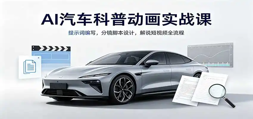 AI汽车科普动画实战课：提示词编写，分镜脚本设计，解说短视频全流程-初创源码资源站