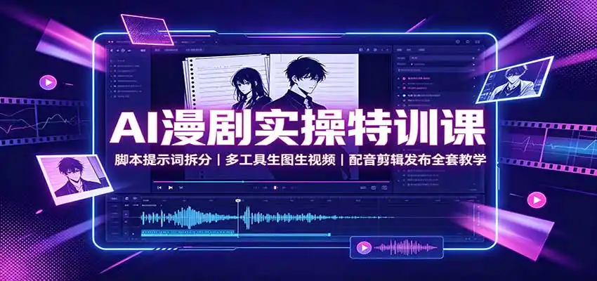 AI漫剧实操特训课：脚本提示词拆分，多工具生图生视频，配音剪辑发布全套教学-初创源码资源站