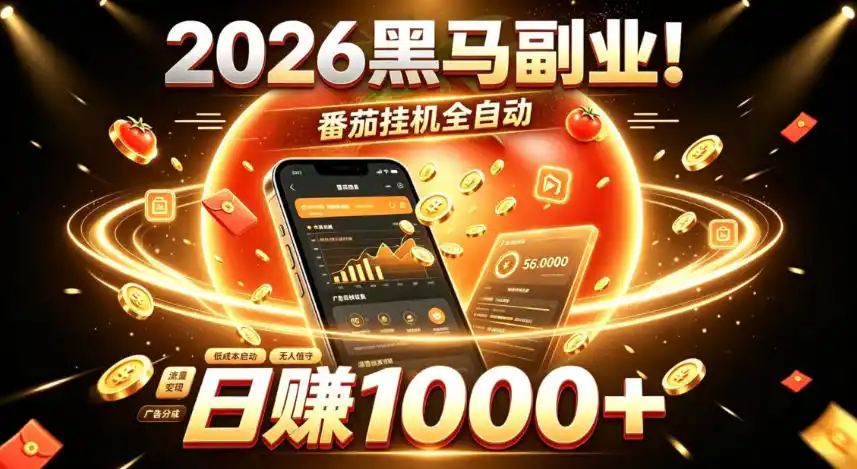 初创源码资源站 2026黑马副业番茄挂G全自动日入1000+操作最简单门槛最低的线上轻资产项目揭秘