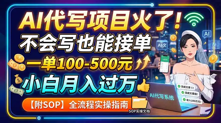 AI代写项目火了！不会写也能接单，一单100-500元，小白月入过万【附SOP】-初创源码资源站