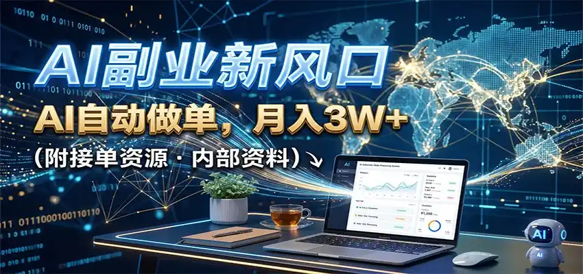 AI副业新风口,AI自动做单,月入3W+,附接单资源 - 初创源码资源站-初创源码资源站