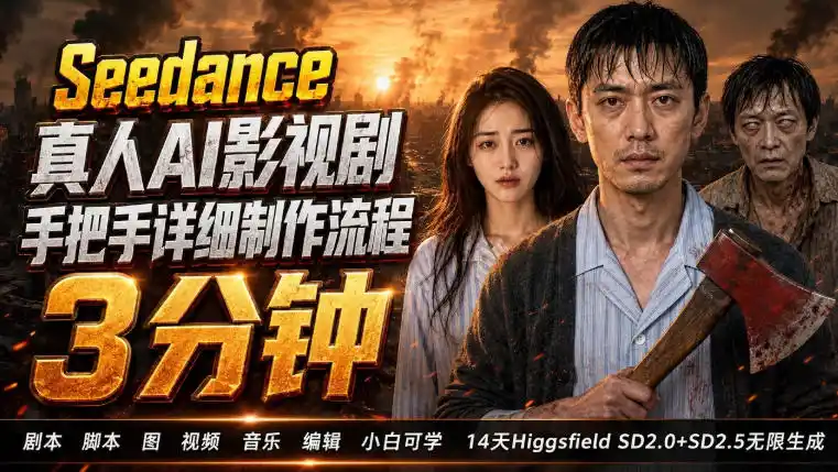 初创源码资源站 3分钟真人AI影视剧怎么做SD 20手把手完整制作流程|Higgsfield 14天SD 2025无限生成