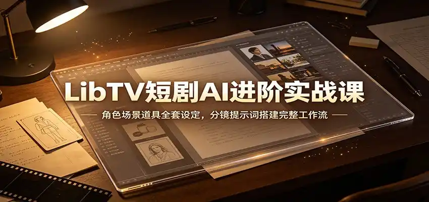 LibTV短剧AI进阶实战课：角色场景道具全套设定，分镜提示词搭建完整工作流-初创源码资源站