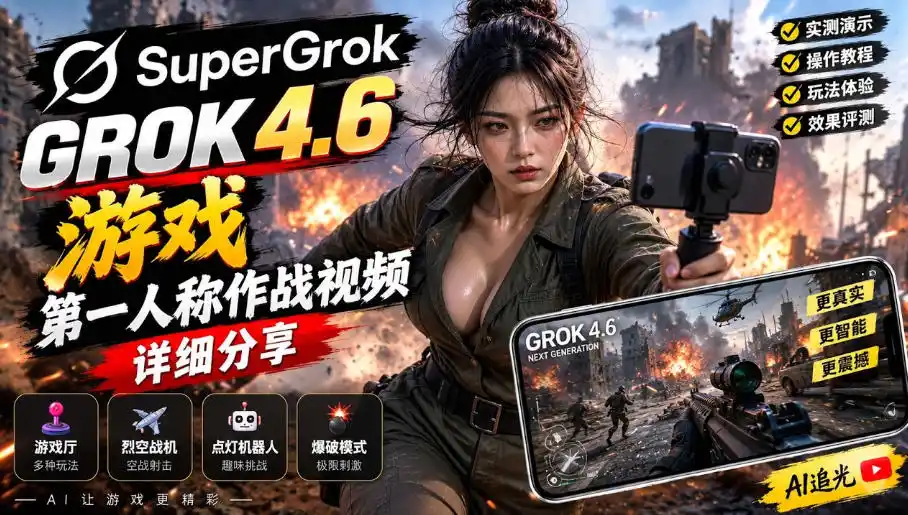初创源码资源站 Grok 46也能做游戏第一人称作战视频实测|玩法详细讲解