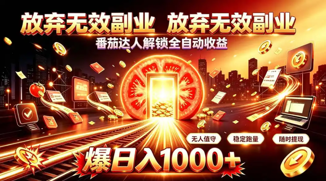 放弃无效副业，番茄达人解锁全自动收益，日入1k+，门槛最低的线上轻资产项目【揭秘】-初创源码资源站