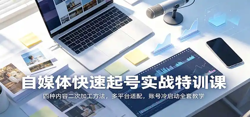 自媒体快速起号实战特训课：四种内容二次加工方法，多平台适配，账号冷启动全套教学-初创源码资源站
