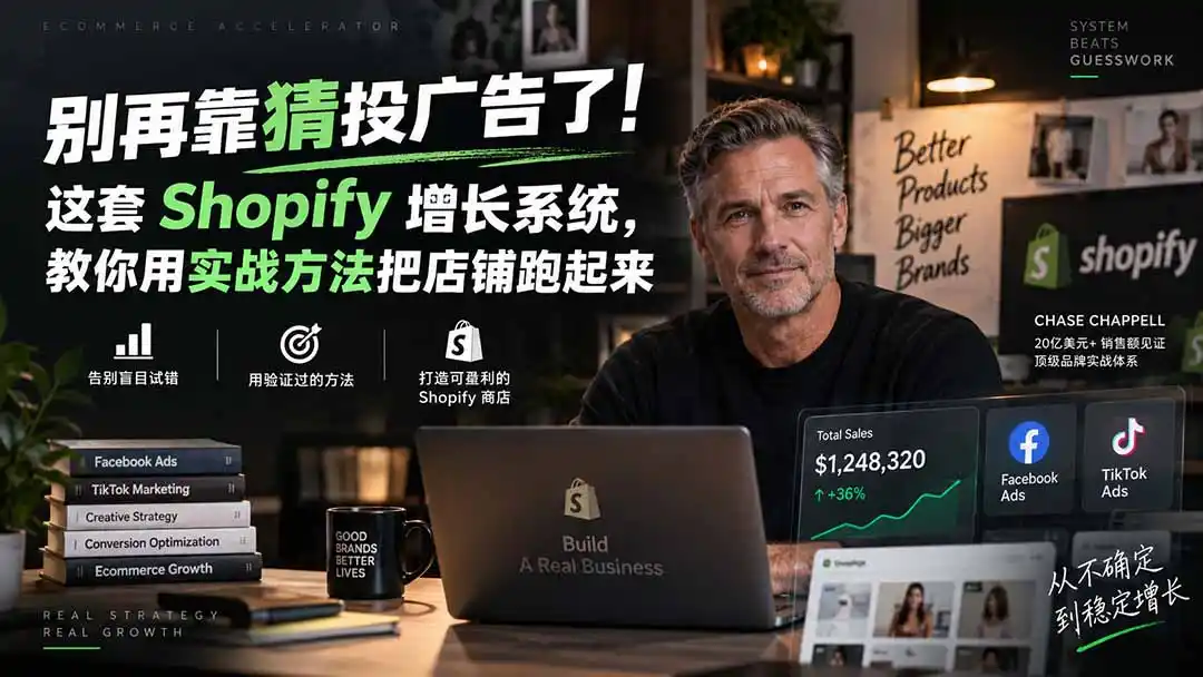 别再靠猜投广告了！这套 Shopify 增长系统，教你用实战方法把店铺跑起来【原创双语字幕】-初创源码资源站