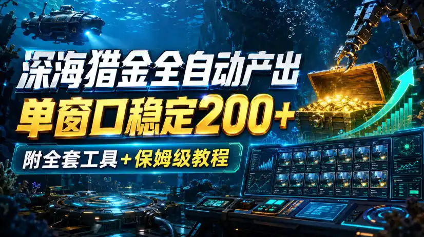 深海猎金全自动产出，单窗口稳定200+，附全套工具+保姆级教程【揭秘】-初创源码资源站