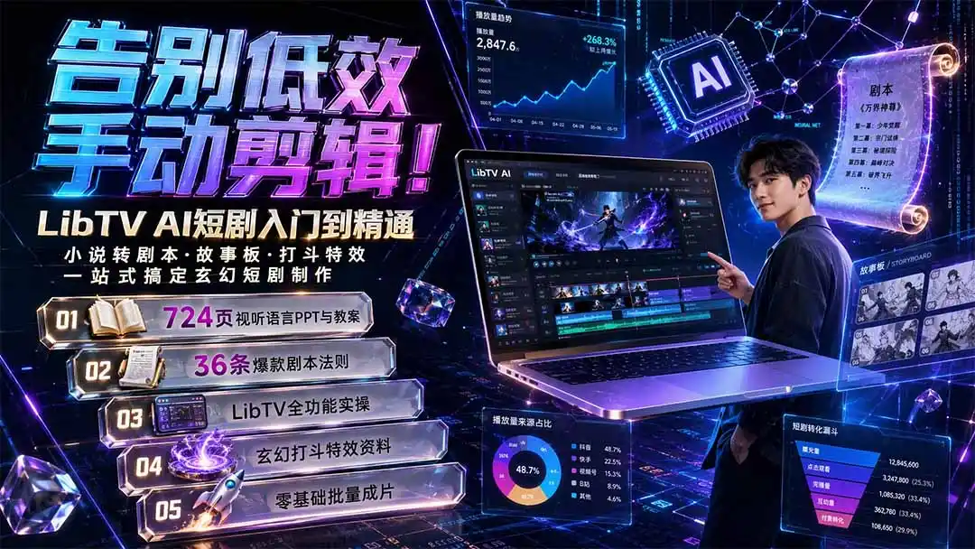 告别低效手动剪辑！LibTV AI短剧入门到精通，小说转剧本方法，故事板打斗特效一站式搞定玄幻短剧制作 - 初创源码资源站-初创源码资源站