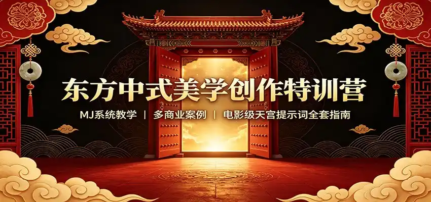 东方中式美学创作特训营:MJ系统教学,多商业案例,电影级天宫提示词全套指南-初创源码资源站