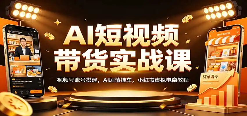 AI短视频带货实战课：视频号账号搭建，AI剧情挂车，小红书虚拟电商教程-初创源码资源站