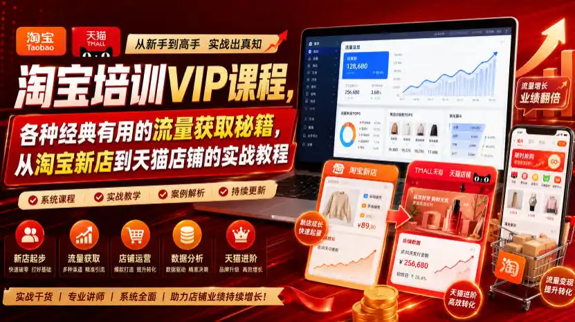 淘宝培训VIP课程，各种经典有用的流量获取秘籍，从淘宝新店到天猫店铺的实战教程(更新08月20日)-初创源码资源站