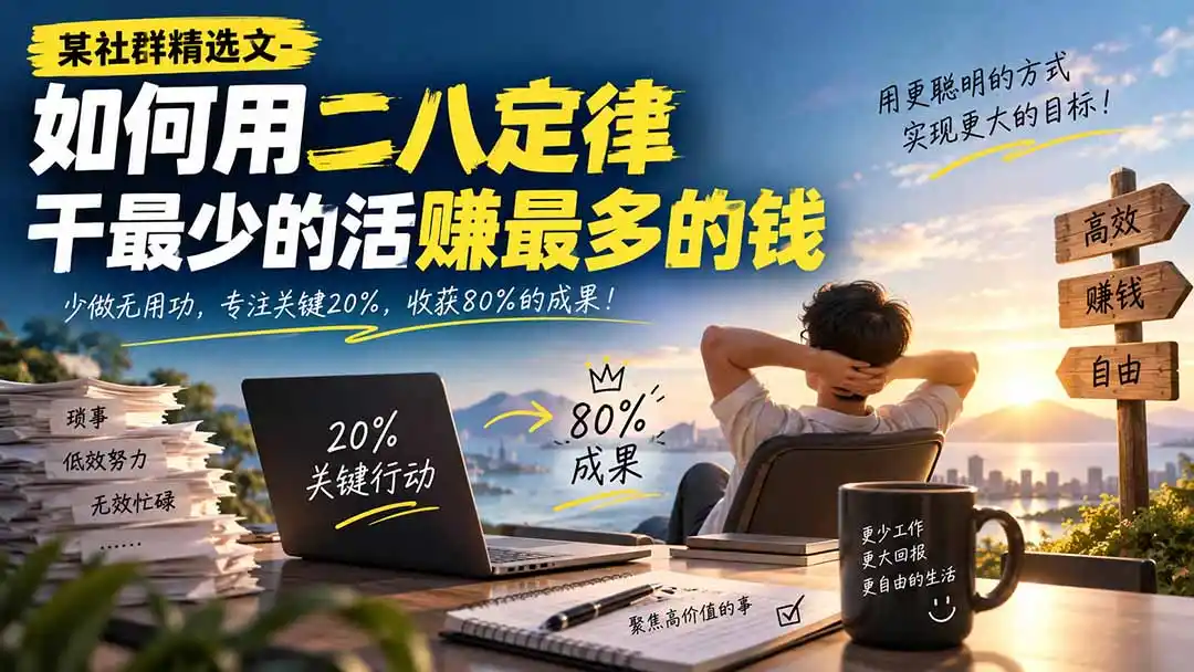 某社群精选文-如何用二八定律干最少的活赚最多的钱-初创源码资源站