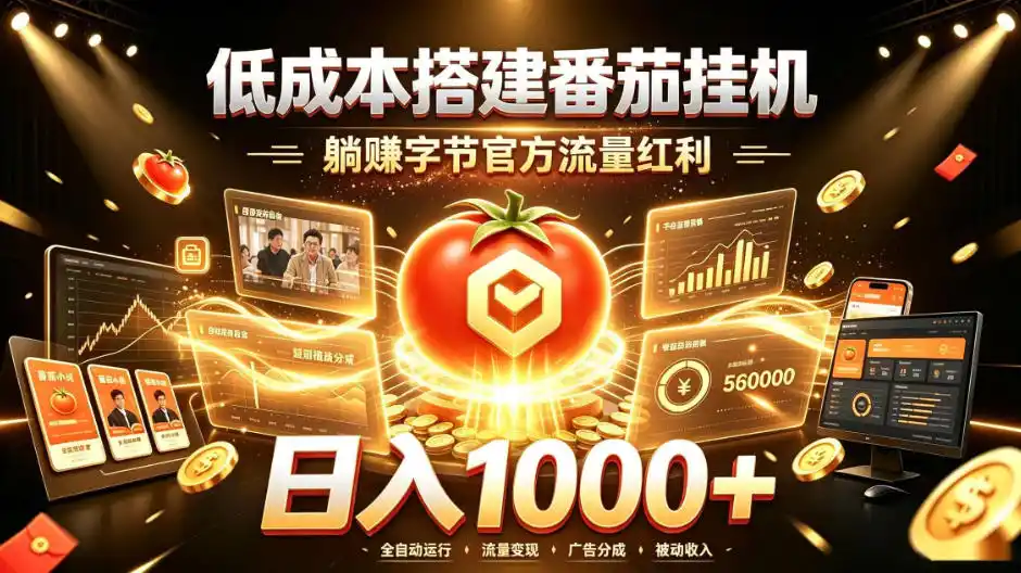 低成本搭建番茄挂G，躺賺字节官方流量红利，日入1k+，全程傻瓜式落地【揭秘】-初创源码资源站