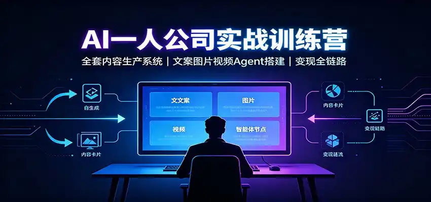 AI创作一人公司实战训练营：全套内容生产系统，文案图片视频Agent搭建变现全链路-初创源码资源站