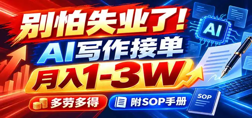 别怕失业了！AI写作接单月入1-3W，多劳多得，附SOP手册-初创源码资源站