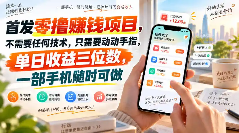 首发零撸賺钱项目，不需要任何技术，只需要动动手指，单日收益三位数，一部手机随时可做【揭秘】-初创源码资源站